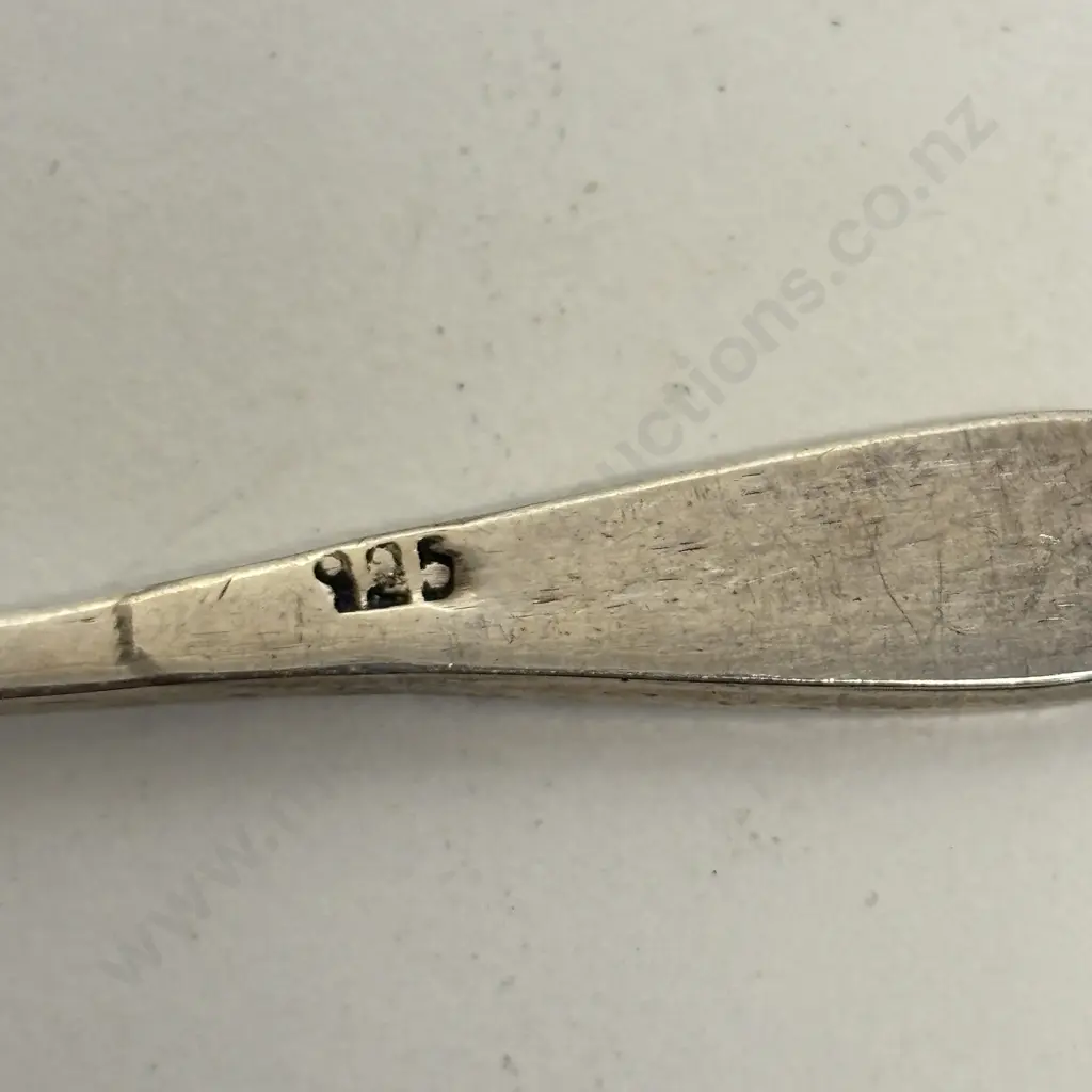 Set of 6 sterling silver coffee spoons with blue enamelled? handles. Stamped 925 Image 1++