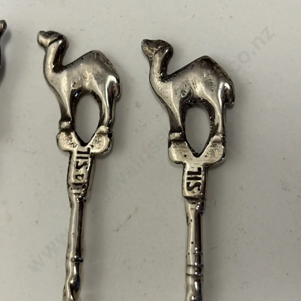 Set of 10 teaspoons with camel finials. 5 stamped as shown Image 1++