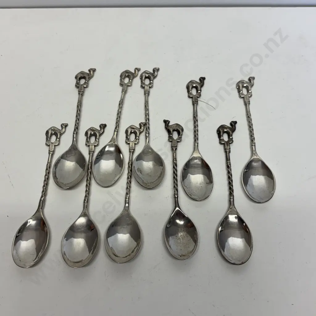 Set of 10 teaspoons with camel finials. 5 stamped as shown Image 1++