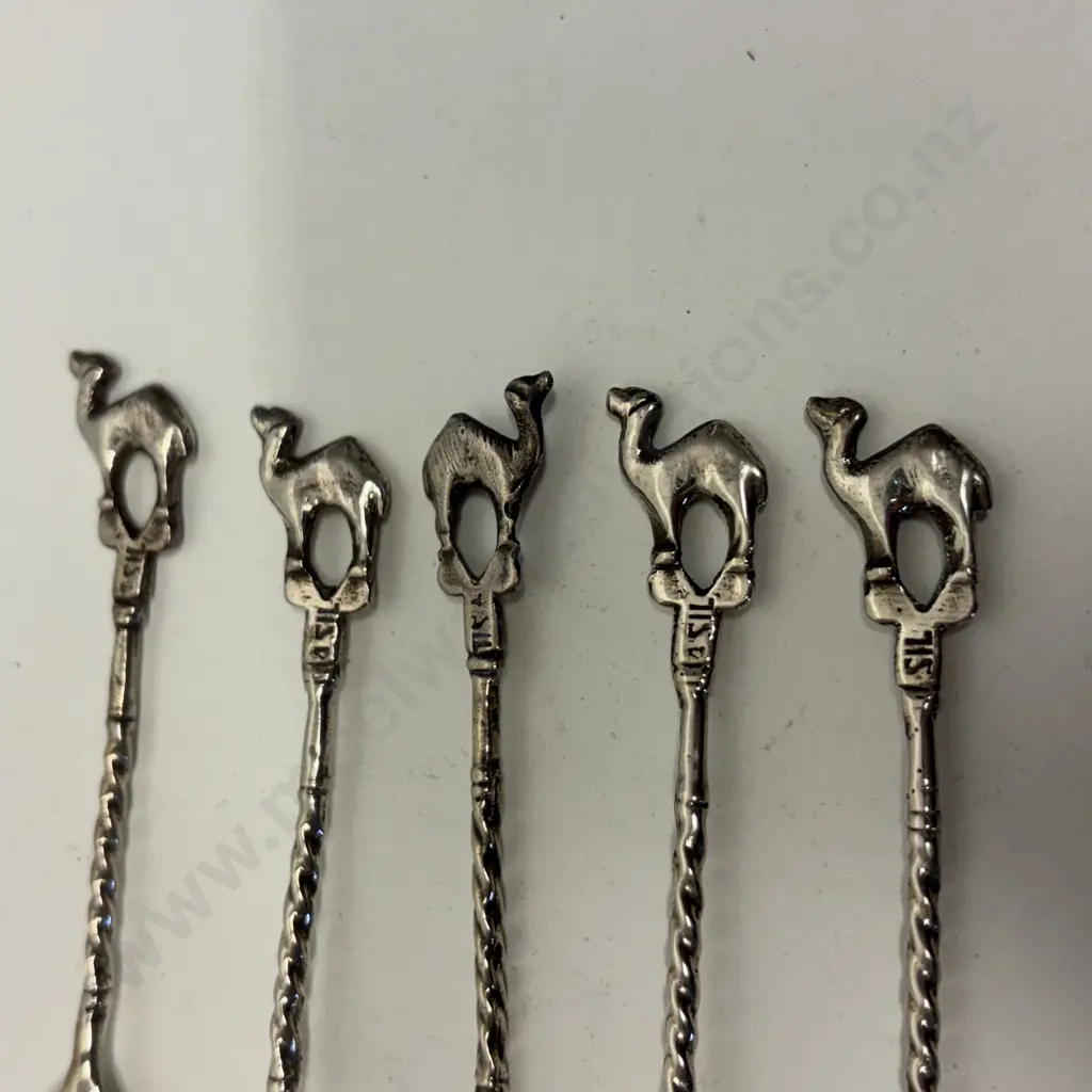 Set of 10 teaspoons with camel finials. 5 stamped as shown Image 1++