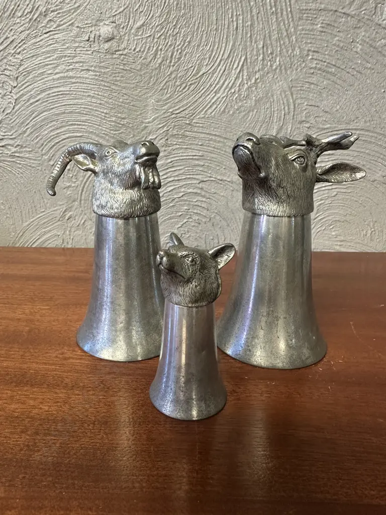 Vintage Stirrup Cups Including Stag, Goat & Boars Head Image 1++