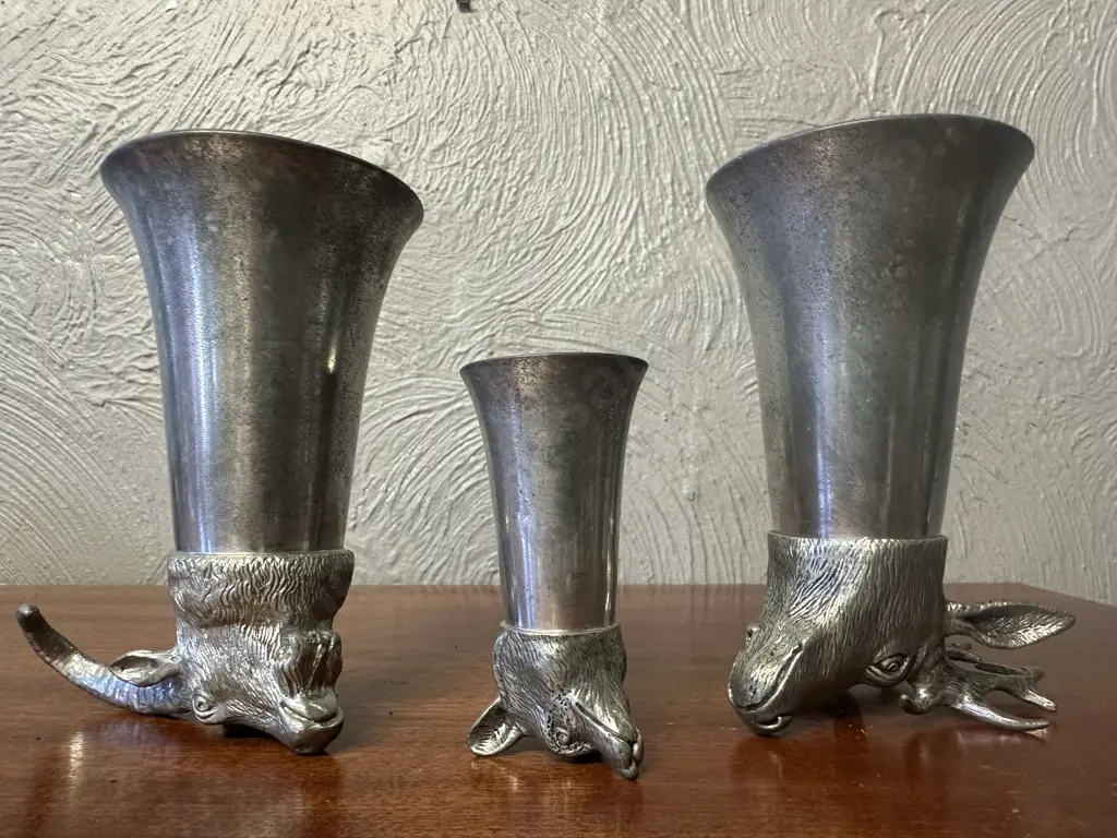 Vintage Stirrup Cups Including Stag, Goat & Boars Head Image 1++