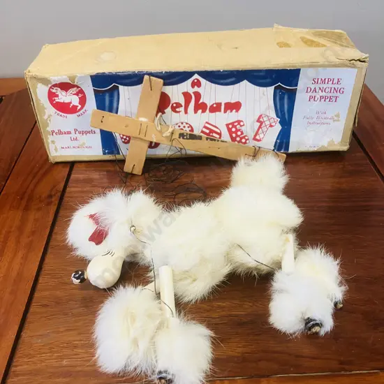 A Pelham Puppet Poodle - White, With Original Box. Made in England