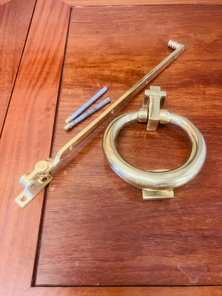 Solid Brass Door Knocker & 30cm Casement Stay Image 1++