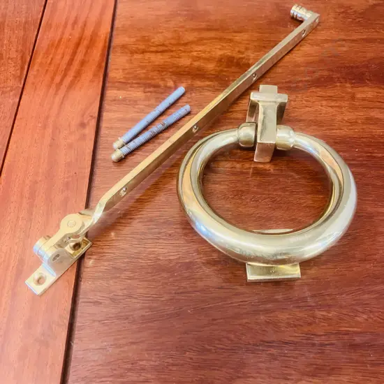 Solid Brass Door Knocker & 30cm Casement Stay