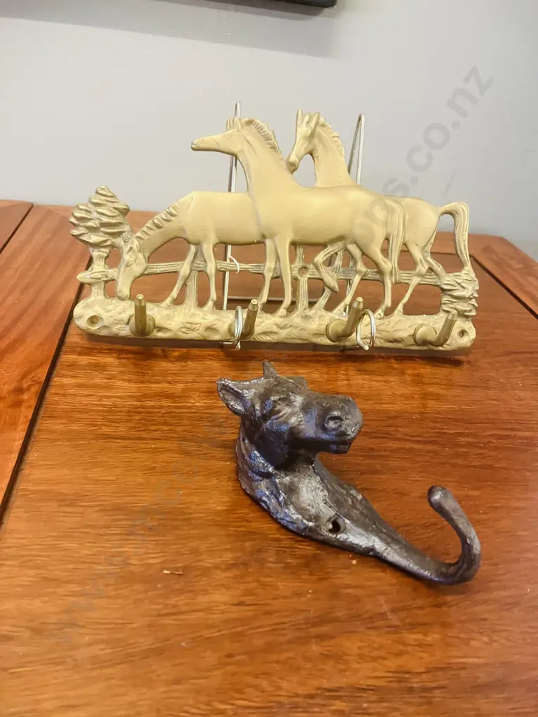 Brass Horse Key Ring With Iron Horse Coat Hook Image 1++