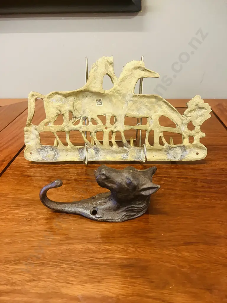 Brass Horse Key Ring With Iron Horse Coat Hook Image 1++
