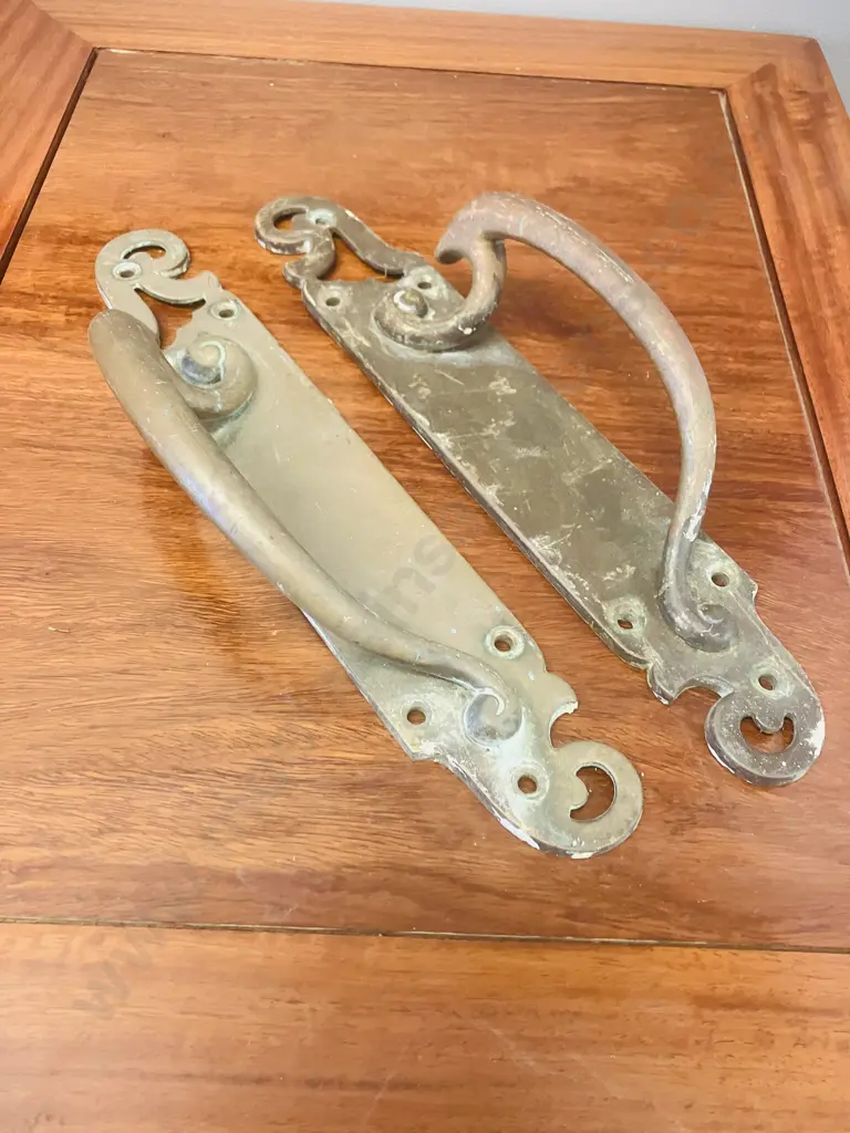 Pair of Bronze Art Nouveau Door Handles. W7 & 8, L31.5 D6cm Image 1++