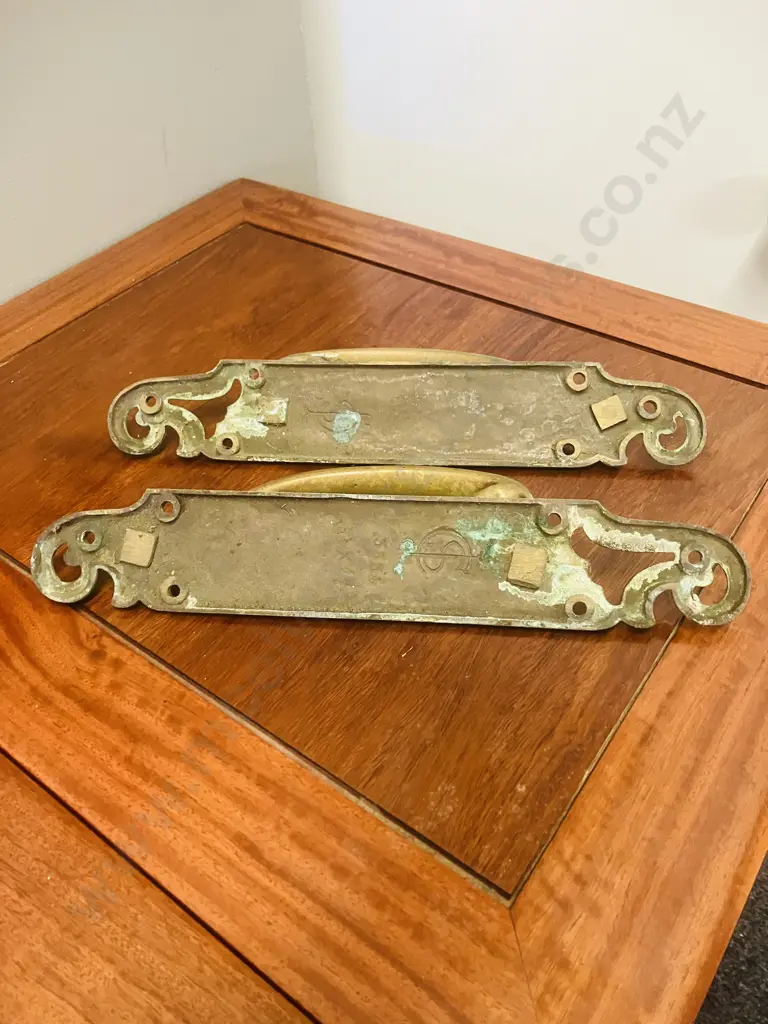 Pair of Bronze Art Nouveau Door Handles. W7 & 8, L31.5 D6cm Image 1++