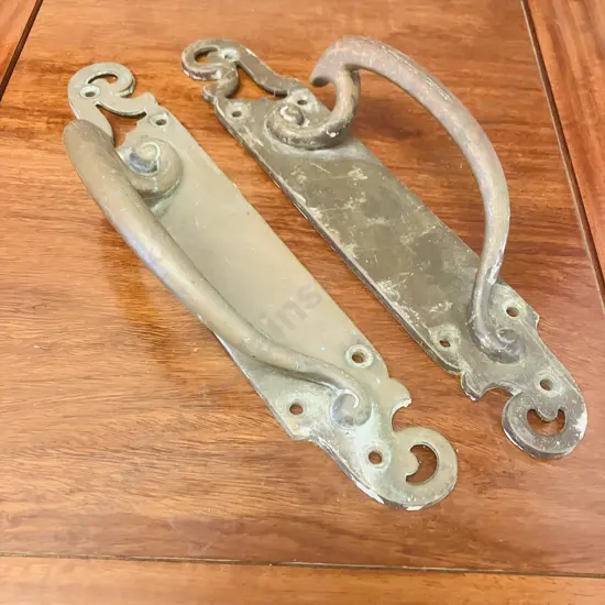 Pair of Bronze Art Nouveau Door Handles. W7 & 8, L31.5 D6cm