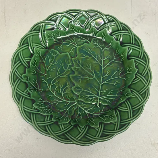Antique Majolica Leaf Plate Dia21cm