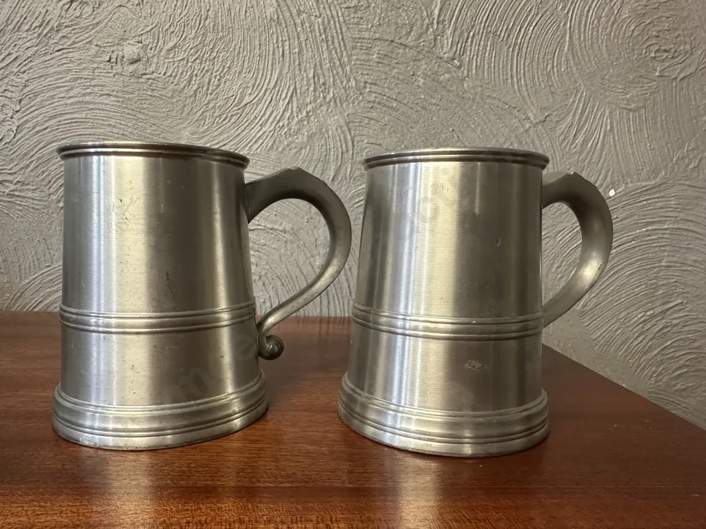 Pair Of Vintage Royal Selangor Pewter Tankards Image 1++