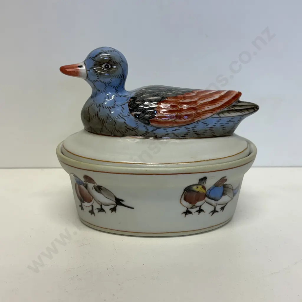 Small Ironstone Lidded Tureen with handpainted Duck finial and base Image 1++