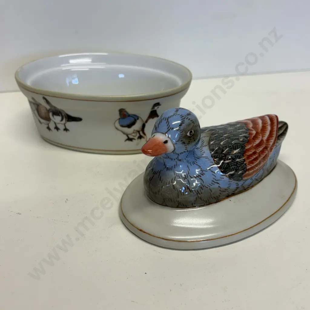 Small Ironstone Lidded Tureen with handpainted Duck finial and base Image 1++