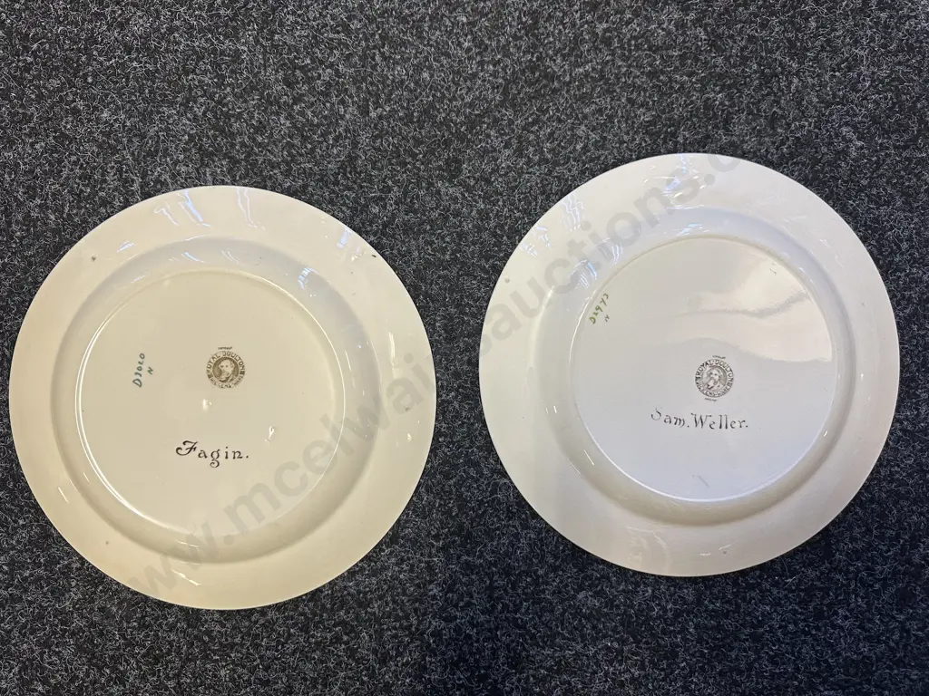 Vintage Royal Doulton Dickens Ware Sam Weller Collectors Plate #D6327 & Dickens Green Trim Fogin Luncheon Plate Image 1++