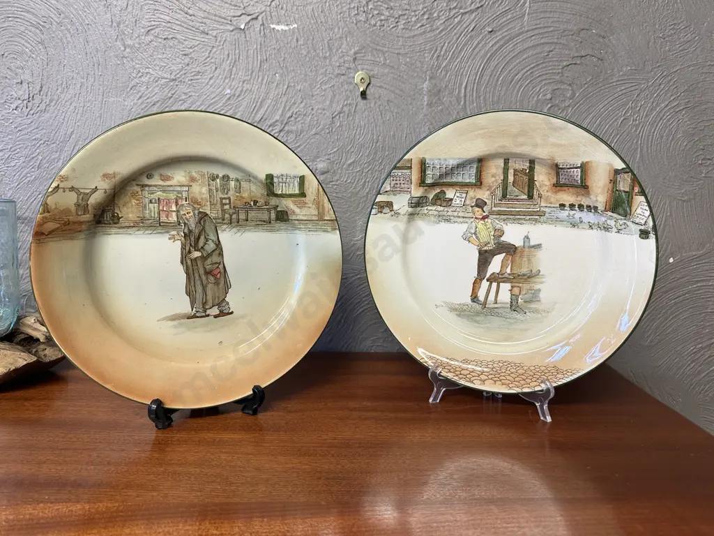 Vintage Royal Doulton Dickens Ware Sam Weller Collectors Plate #D6327 & Dickens Green Trim Fogin Luncheon Plate Image 1++
