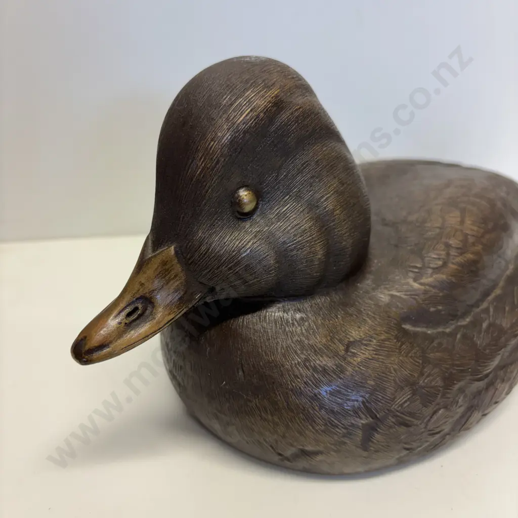 Large "Ducks Unlimited" Carved Solid wood Duck. H15cm L35cm Image 1++