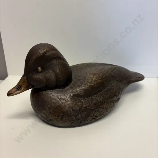 Large "Ducks Unlimited" Carved Solid wood Duck. H15cm L35cm