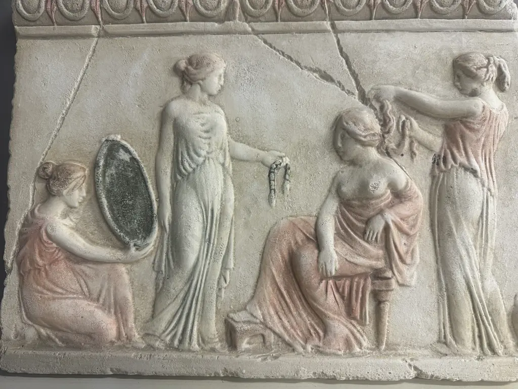 Aphrodite Goddess Grooming Scene Wall Art Relief Greek Classical Themed Image 1++