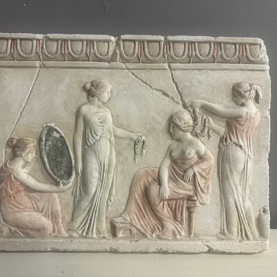 Aphrodite Goddess Grooming Scene Wall Art Relief Greek Classical Themed