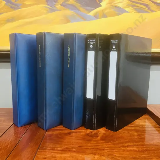 Hagner-System Deluxe Stamp Albums x 3 With Pair of A4 Ring Binders With Stamp Sleeves