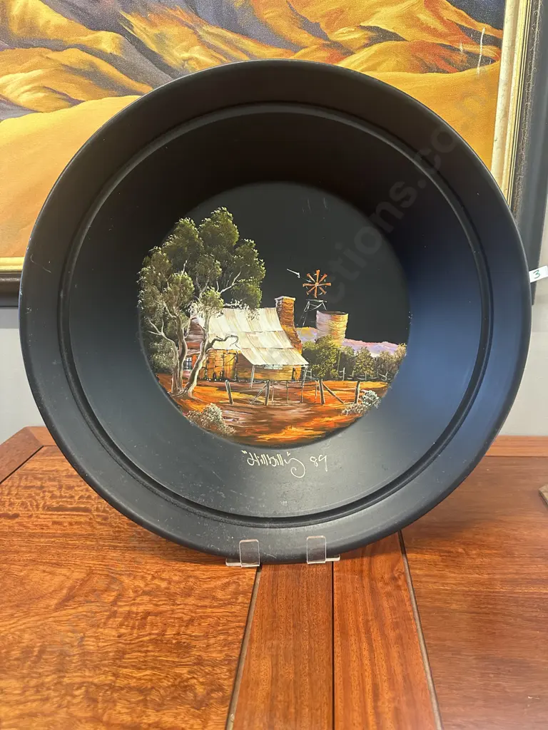 Folk Art Panning Dish 'Hill Billy' 89 Dia41cm. Image 1++