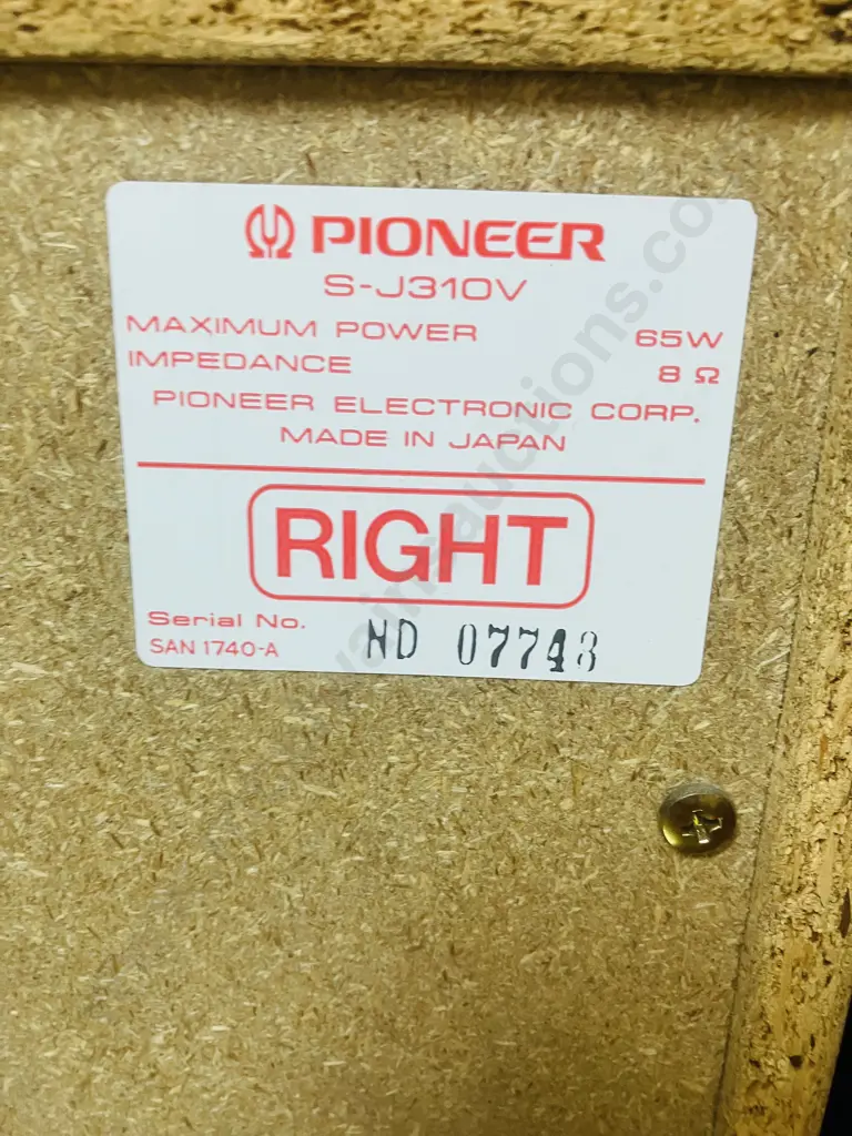 Pair of Pioneer S-J310V Stereo Speakers - 65W 80 Ohm Image 1++