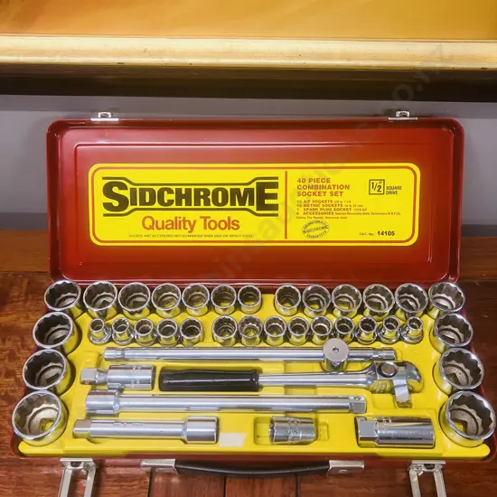 40 Piece SIDCHROME Combination Socket Set - 1/2 Inch Drive - A/F & Metric Sockets (#14105))
