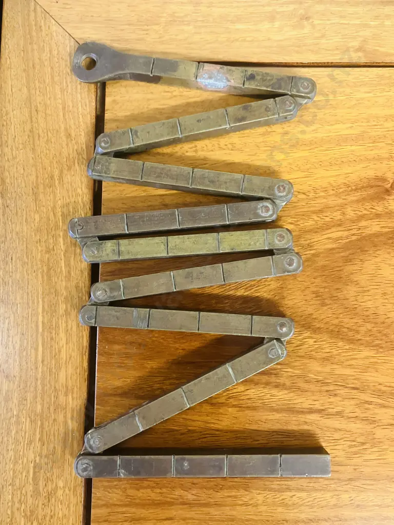 Vintage Solid Brass Folding Measure Image 1++