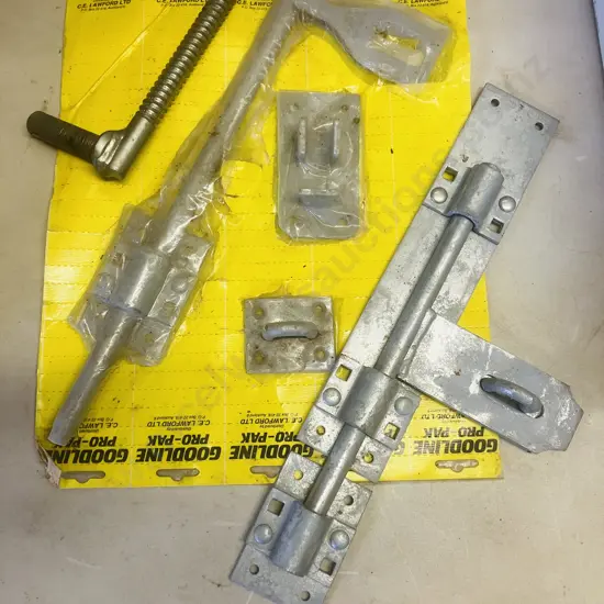 Large Galvanised Drop Bolt, Sliding Bolt Latch & Gate Gudgeon