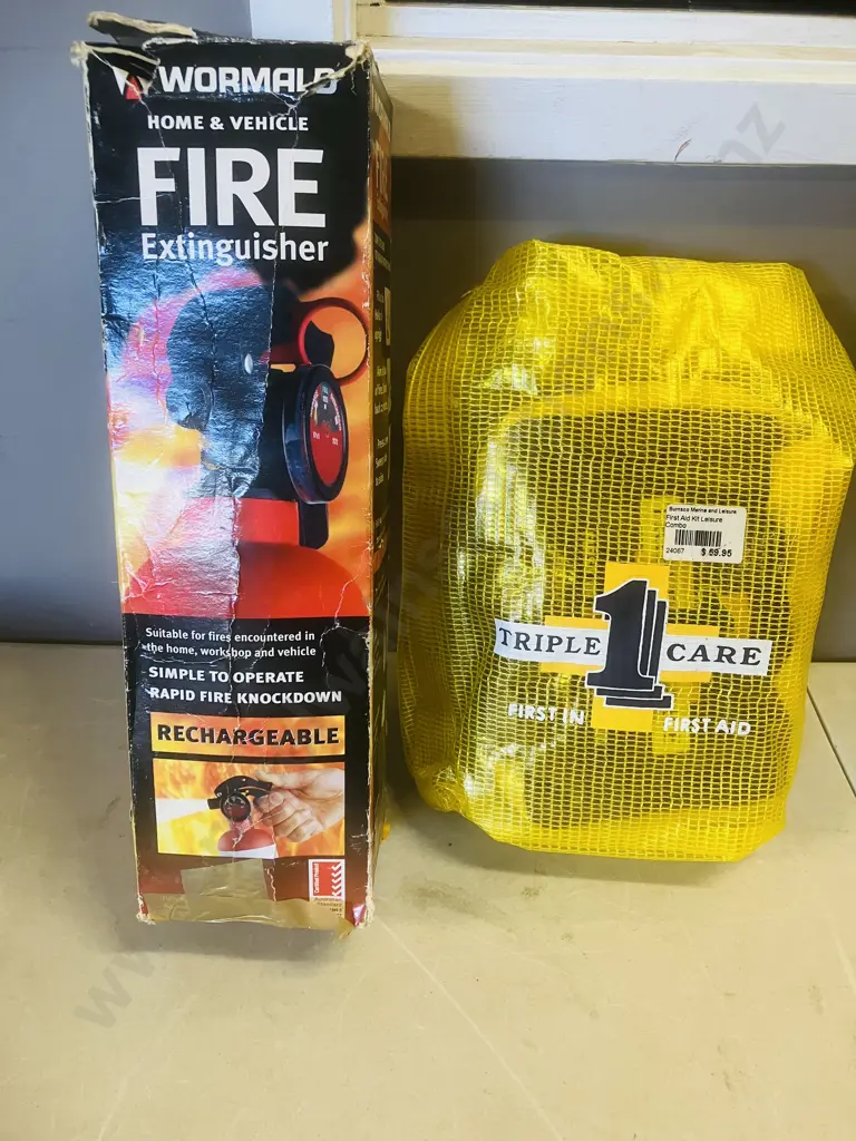 Wormald Home & Vehicle Fire Extinguisher & First Aid Kit Image 1++