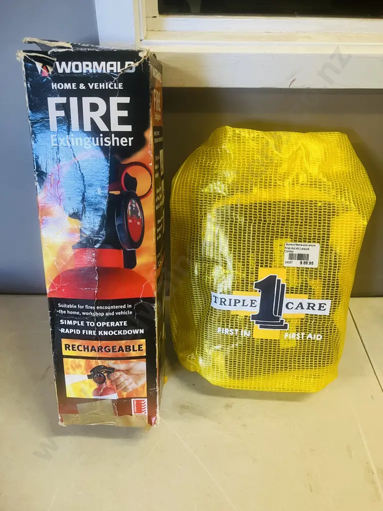 Wormald Home & Vehicle Fire Extinguisher & First Aid Kit Image 1++