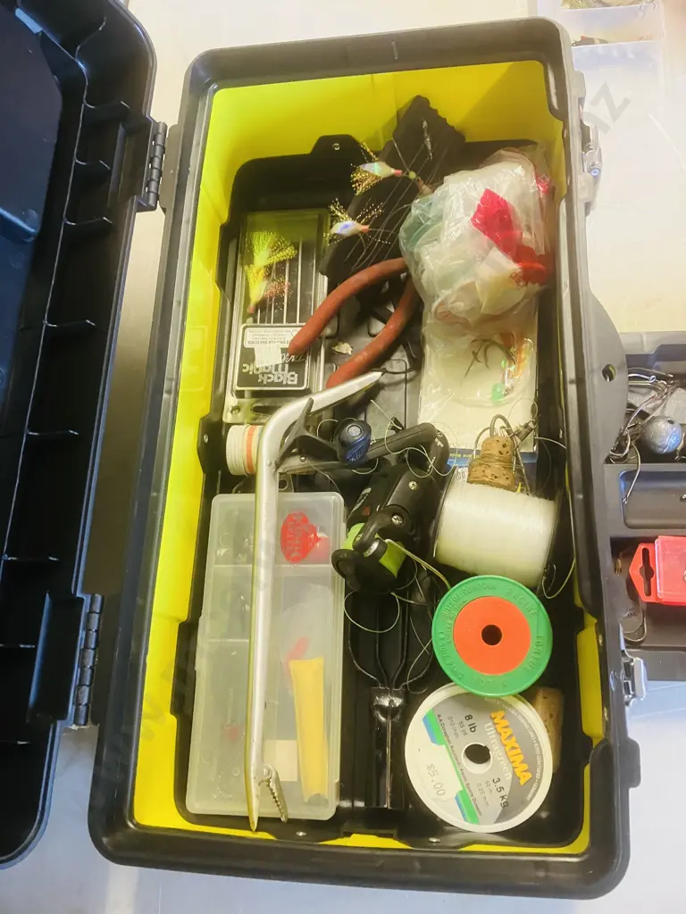 Jobmate Toolbox & Assorted Fishing Items, Okuma NIKO FA30 Reel, Hooks, Sinkers, Lines Etc Image 1++
