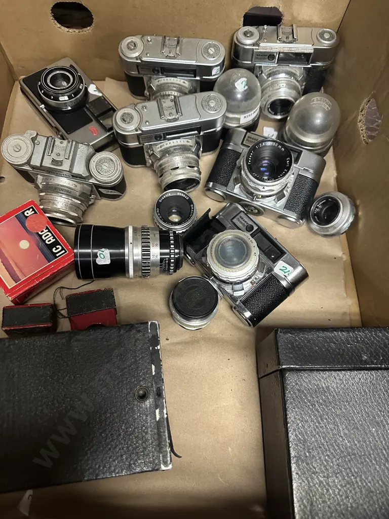 Box Assorted Cameras, Lenses Etc Image 1++