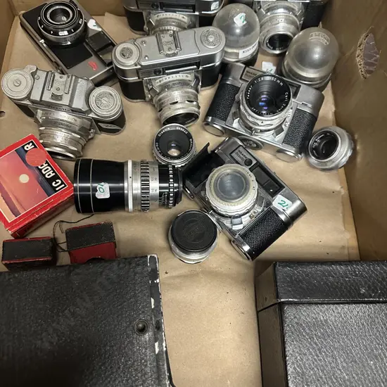 Box Assorted Cameras, Lenses Etc