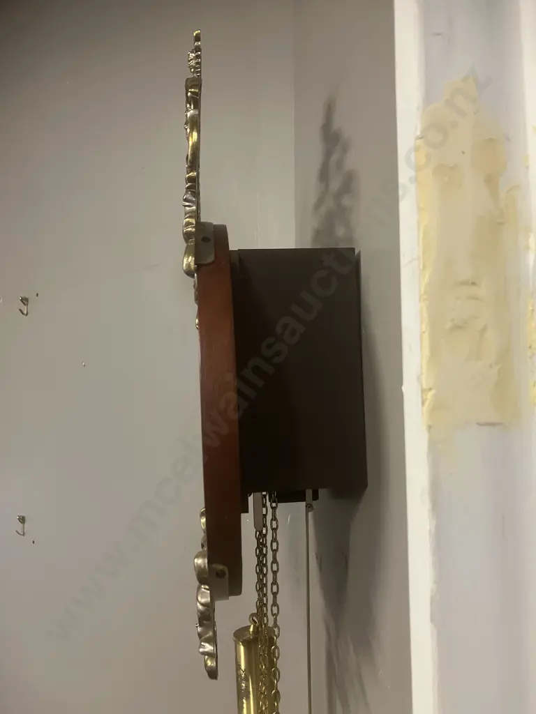Vintage Schmeckenbecher West German Chiming Mechanical Wall Clock, Chain Driven, With Weights & Pendulum. 45 x 26cm Image 1++