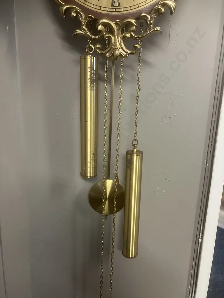 Vintage Schmeckenbecher West German Chiming Mechanical Wall Clock, Chain Driven, With Weights & Pendulum. 45 x 26cm Image 1++