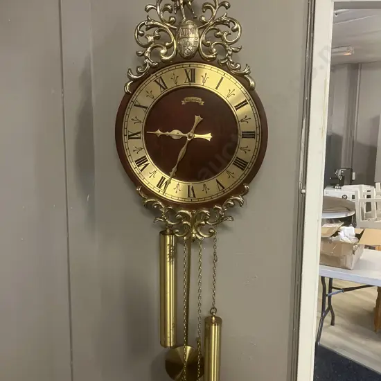 Vintage Schmeckenbecher West German Chiming Mechanical Wall Clock, Chain Driven, With Weights & Pendulum. 45 x 26cm