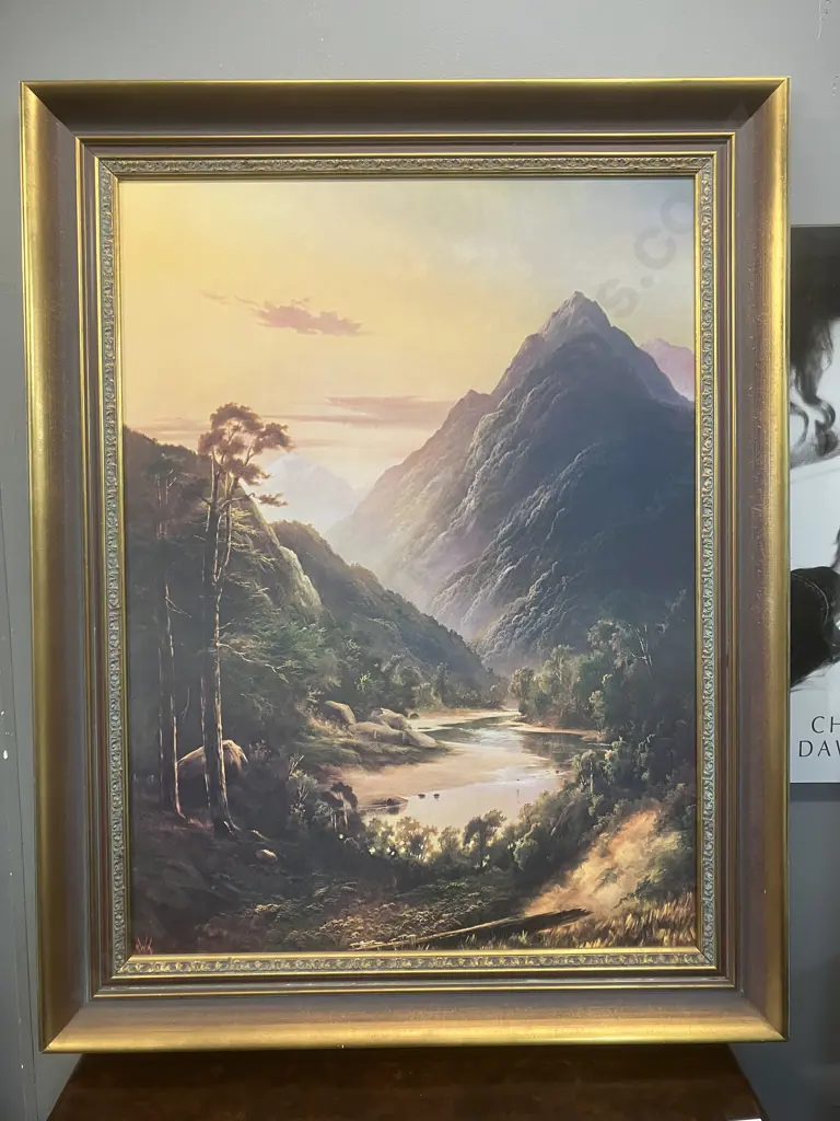 HW Kirkwood 'Sunrise on the Hollyford' Framed Lithographic Print - 39 / 500 Limited Edition. 96 x 76cm Image 1++