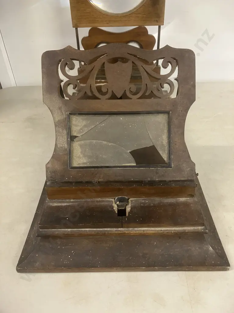 Antique Stereo Graphoscope - 19th c Mahogany Card Viewer With Graphoscope Lens & Stereo Lenses, Pierced Adjustable Easel Image 1++