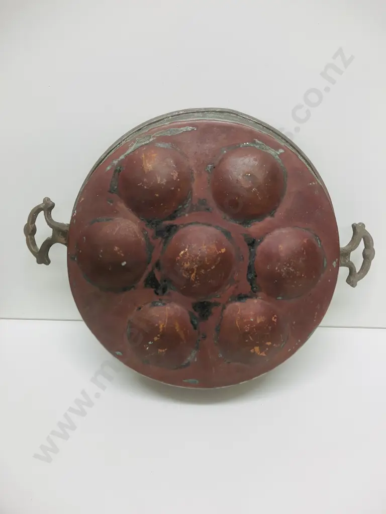 Antique French Copper Egg Poacher / Escargot Pan - Dia 25cm Image 1++