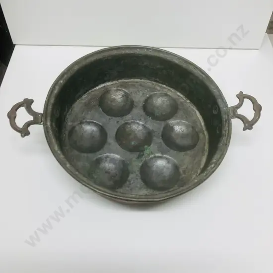 Antique French Copper Egg Poacher / Escargot Pan - Dia 25cm