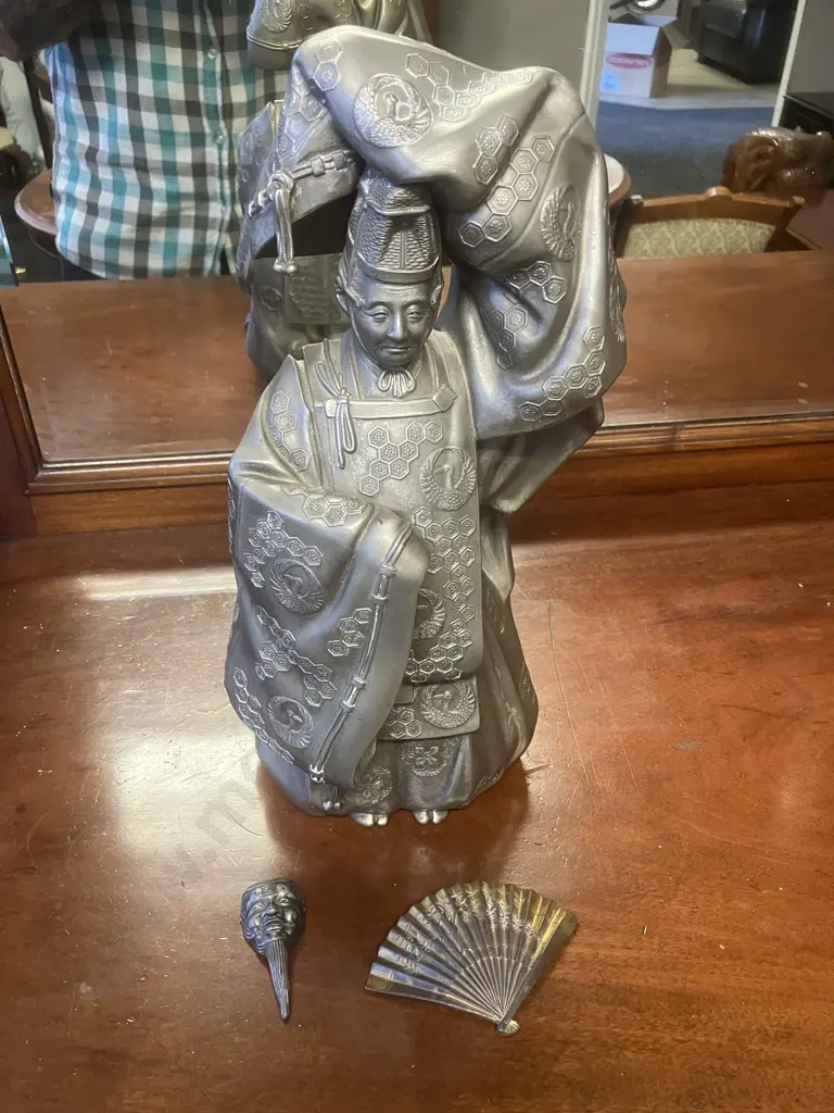 Japanese Vintage - Noh Okina Dancer Metal Figure. H36cm Image 1++
