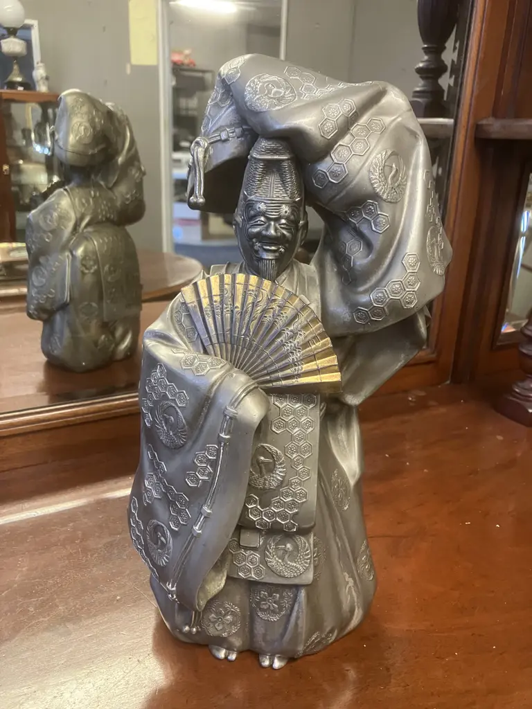 Japanese Vintage - Noh Okina Dancer Metal Figure. H36cm Image 1++
