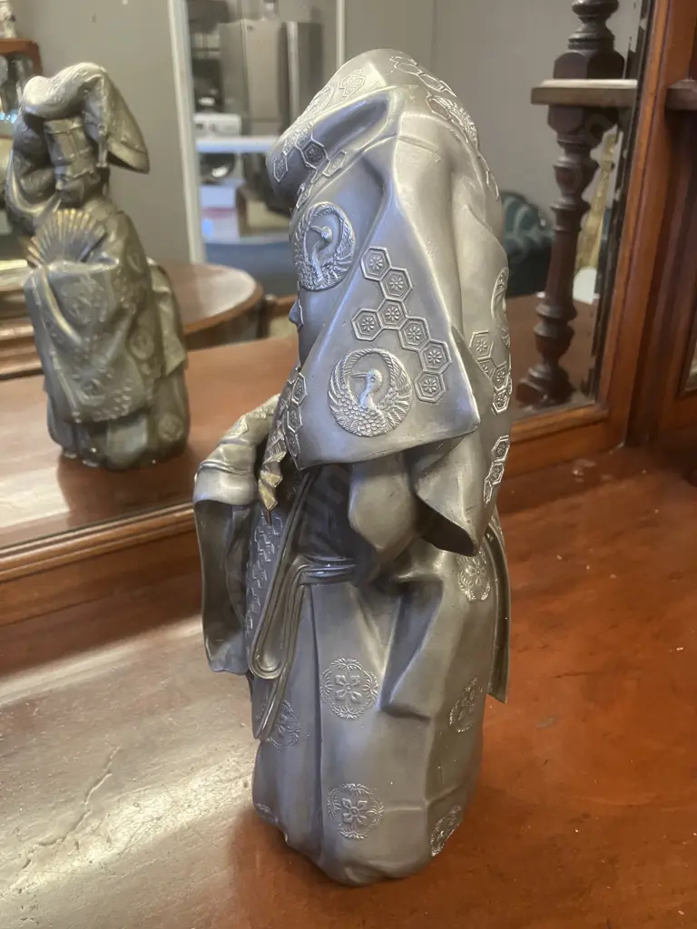 Japanese Vintage - Noh Okina Dancer Metal Figure. H36cm Image 1++
