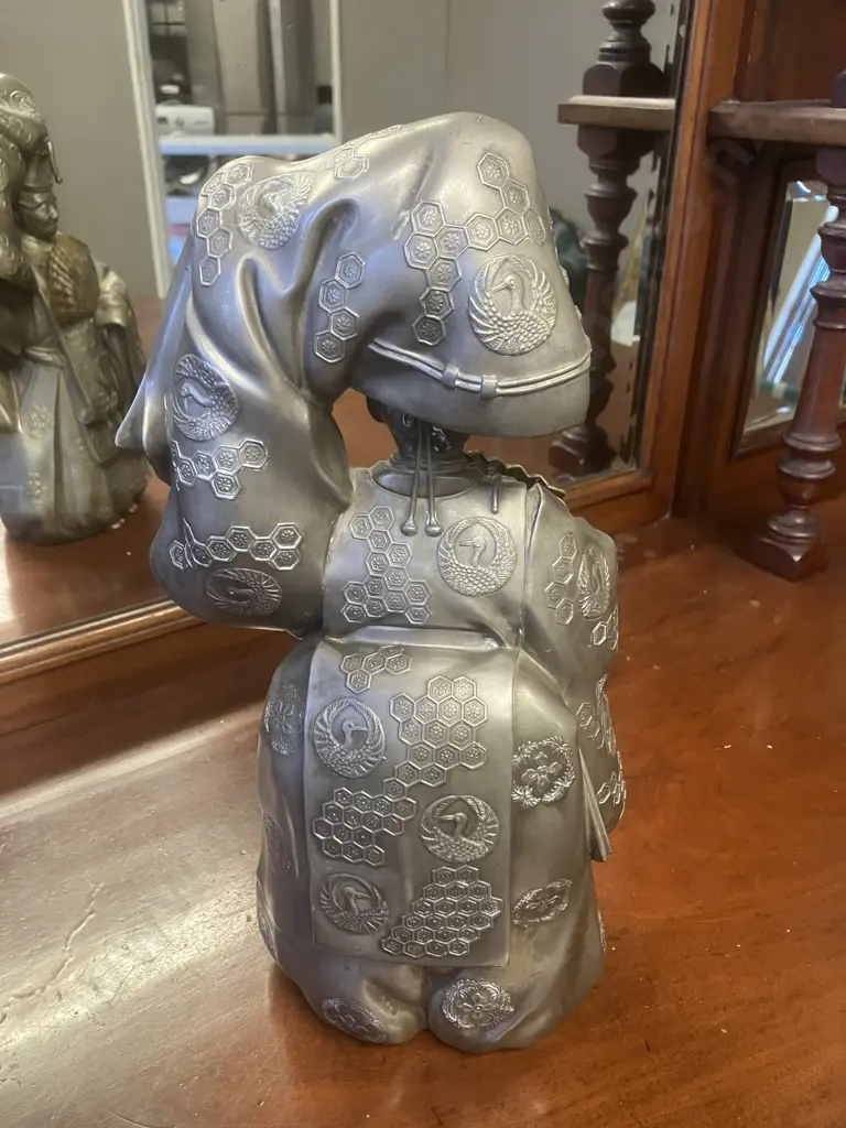 Japanese Vintage - Noh Okina Dancer Metal Figure. H36cm Image 1++