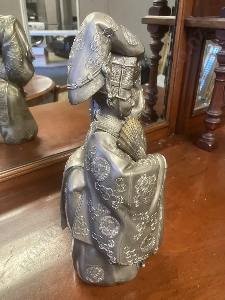 Japanese Vintage - Noh Okina Dancer Metal Figure. H36cm Image 1++