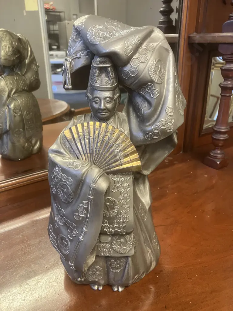 Japanese Vintage - Noh Okina Dancer Metal Figure. H36cm Image 1++
