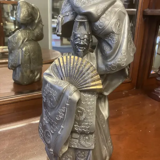 Japanese Vintage - Noh Okina Dancer Metal Figure. H36cm