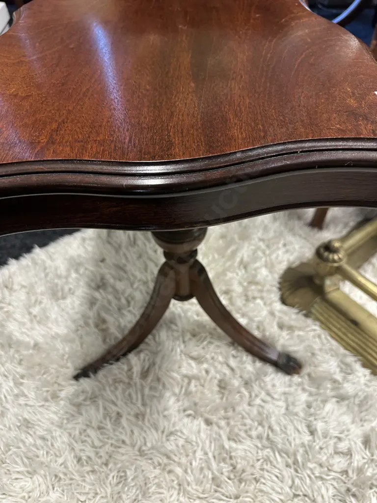 Antique Mahogany Rectangular Coffee Table. Double tri-footed with brass claw feet. 91x45cm H49cm Image 1++